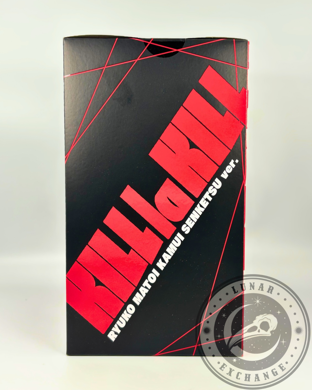 Side panel of the retail box featuring the bold red “Kill la Kill” logo and product title on a black background.