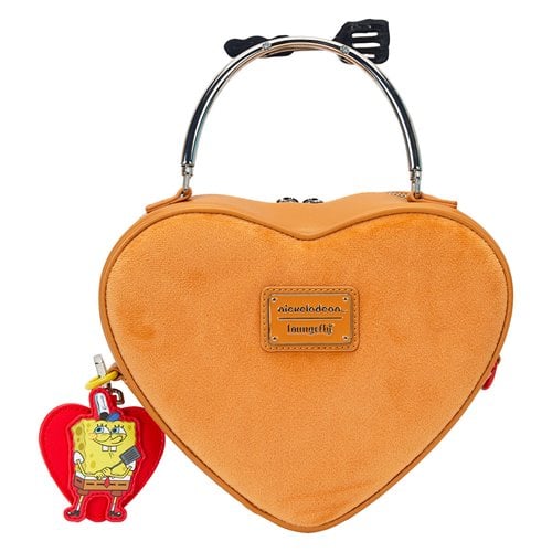 Back view of Nickelodeon SpongeBob Krabby Patty plush purse featuring an adjustable crossbody strap.