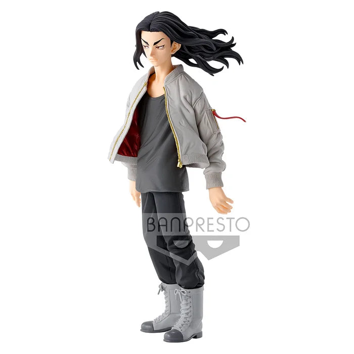 Side view showcasing Baji’s Valhalla uniform and pose.