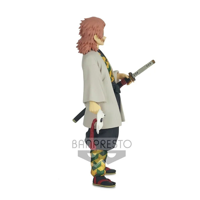 Side view showcasing Sabito’s dynamic pose with sword and fox mask.