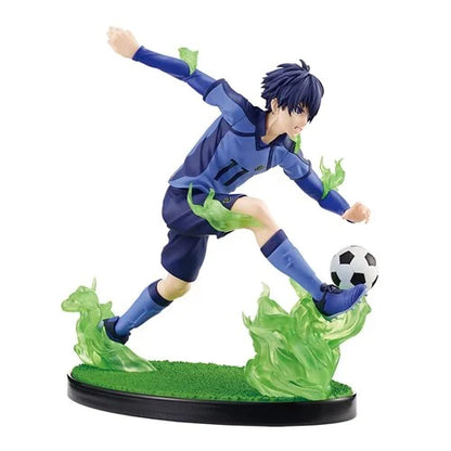 Side view of Bandai Spirits Yoichi Isagi figure, highlighting realistic textures and shading.