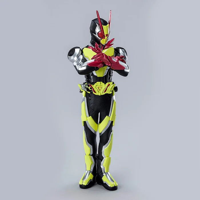 Full-body view of Zero-Two statue showing antennae and yellow armor.